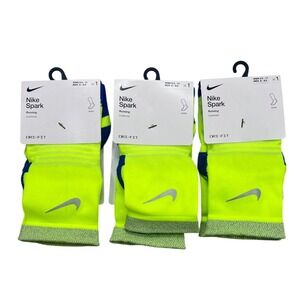 3pk Nike Spark Running Ankle Socks Volt Yellow blue Dri-FIT Mens 8-9.5 W 9.5-11